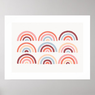 Poster Stamped Rainbows Kids' Art Print - Maroon