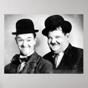Poster Stan Laurel e Oliver Hardy BW Vintage D1