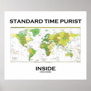 Pôster Standard Time Purist Inside (Time Zones World Map)