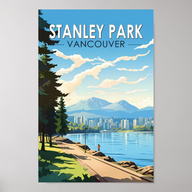 Poster Stanley Park Vancouver Canada Viagem Art Vintage (Frente)