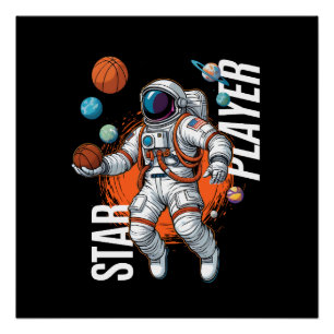Pôster Star Player - Vibes de Basquete de Espaço