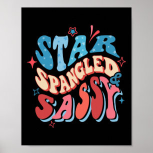 Poster Star Spangled e Sy Independence Day Groovy 4th O