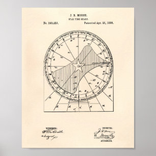 Pôster Star Time Chart 1886 Patent Art Old Peper
