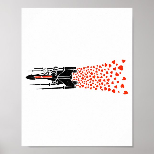 Poster Star War Valentines Day Luke R2 D2 X Wing Hearts  (Frente)