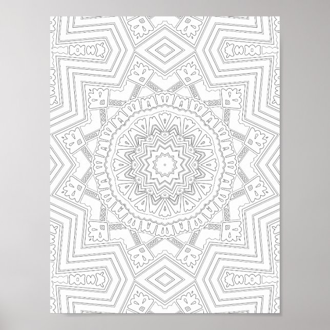 Poster Starburst Geometry Coloring Page Art Design (Frente)