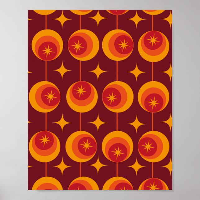 Poster Starbursts Atômicos do meio século em Círculos Ret (Frente)