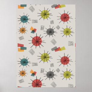 Poster Starbursts Modernos do Século médio
