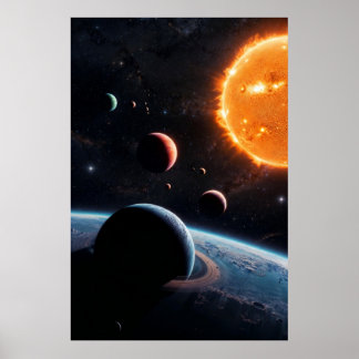 Poster Starfire Horizon – Planetary Alignment Over a Ring