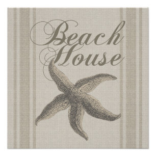 Pôster Starfish Beach House Seashore Coastal