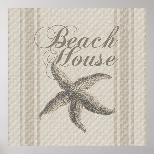 Poster Starfish Beach House Seashore Coastal (Frente)