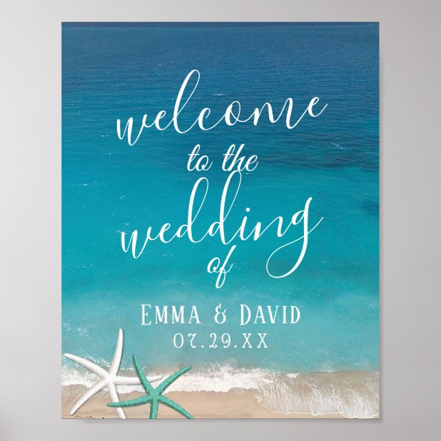 Poster Starfish Beach Wedding Welcome (Frente)