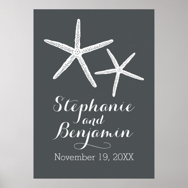 Pôster Starfish de Casamento com Noiva Personalizada e Da (Frente)