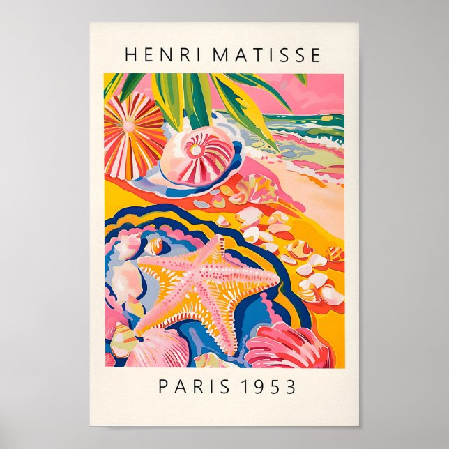 Poster Starfish Poster, Beachy Decor, Férias à beira-mar  (Frente)