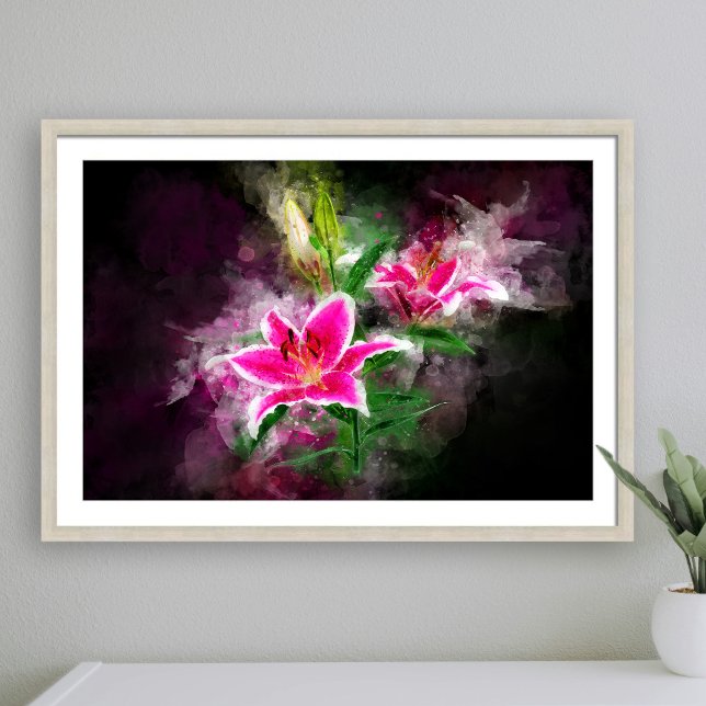 Poster Stargazer Lily Flor Watercolor - bb 02 (Criador carregado)
