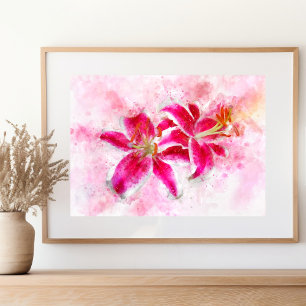 Poster Stargazer Lily Flor Watercolor - wb 03