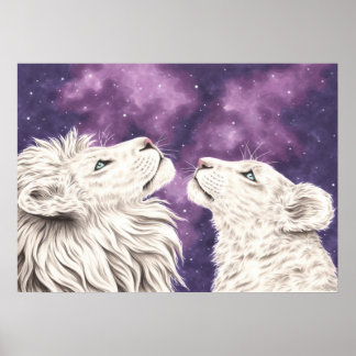 Poster Stargazers Galaxy White Lion Couple Love Soulmates