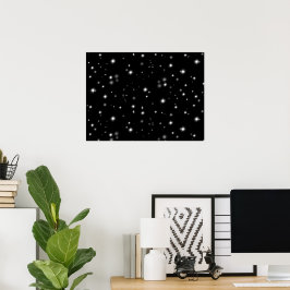 Poster Starlight Sparkles Black and White Stars
