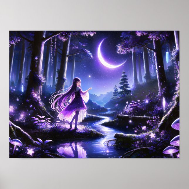 Poster Starlit Wanderer na Mystic Forest entre glowi (Frente)