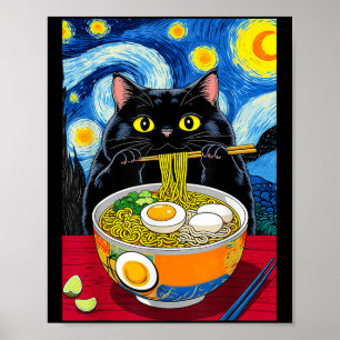 Poster StarNight Black Fat Cat Ramen Funny Black Fat C
