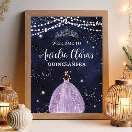 Poster Starnight Purple Lilac Vestido Silver Quinceañera
