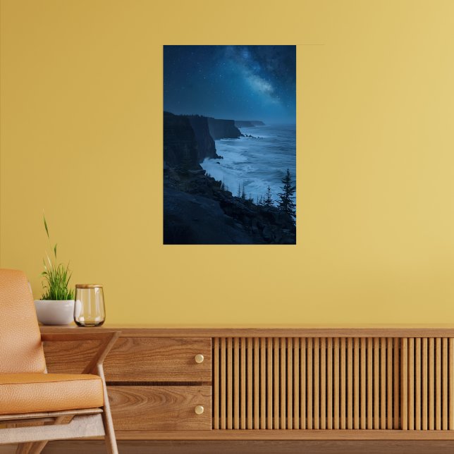Poster Starry Coastal Night - Serene Via Látea Ocean View (Sala de Estar 2)