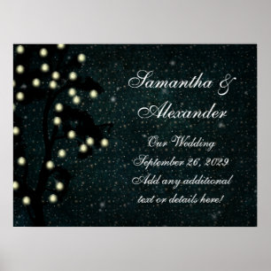 Poster Starry Midnight Lights String Lantern Casamento