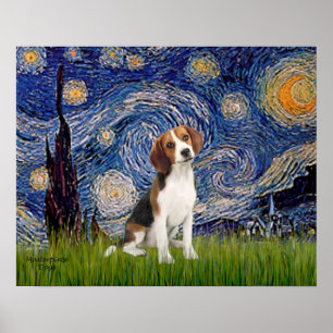 Pôster Starry Night - Beagle #1