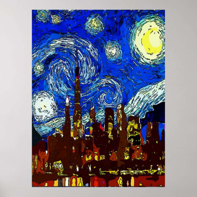 Pôster Starry Night Chicago (Frente)