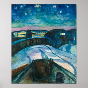 Poster Starry Night   Edvard Munch  