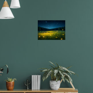 Poster Starry Night Firefly Meadow