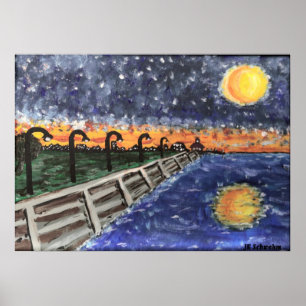 Pôster Starry Night Lake Pontchartrain