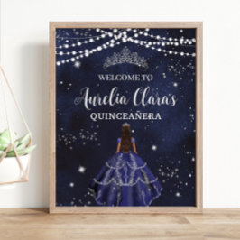 Poster Starry Night Marinho Blue Silver Quinceañera Sweet