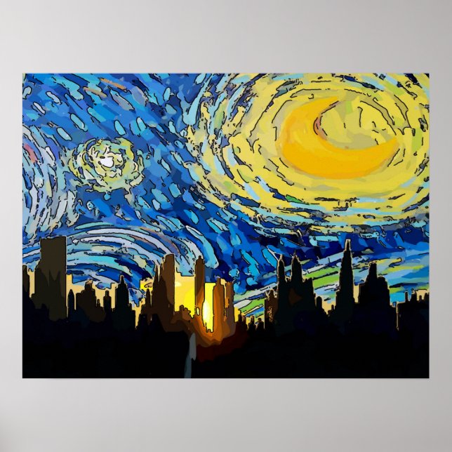 Pôster Starry Night New York Abstrato Sky (Frente)