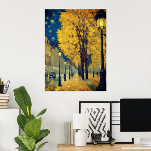 Poster Starry Night on Andrássy Avenue, Budapeste