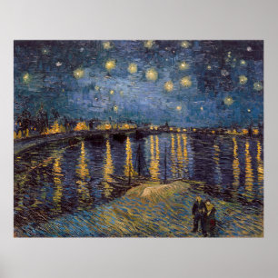 Poster Starry Night Over Rhone River por Vincent Van Gogh