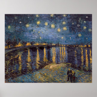 Poster Starry Night Over Rhone River por Vincent Van Gogh