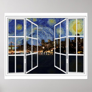 Pôster Starry Night Over San Francisco California