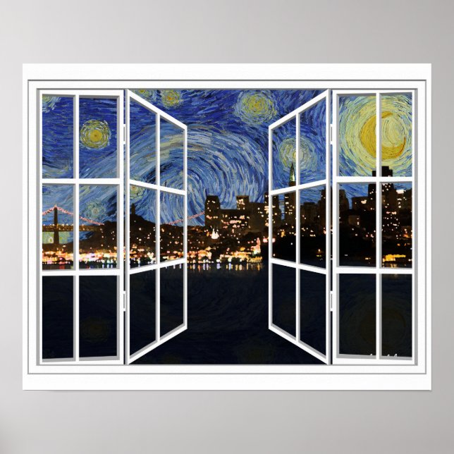 Pôster Starry Night Over San Francisco California (Frente)