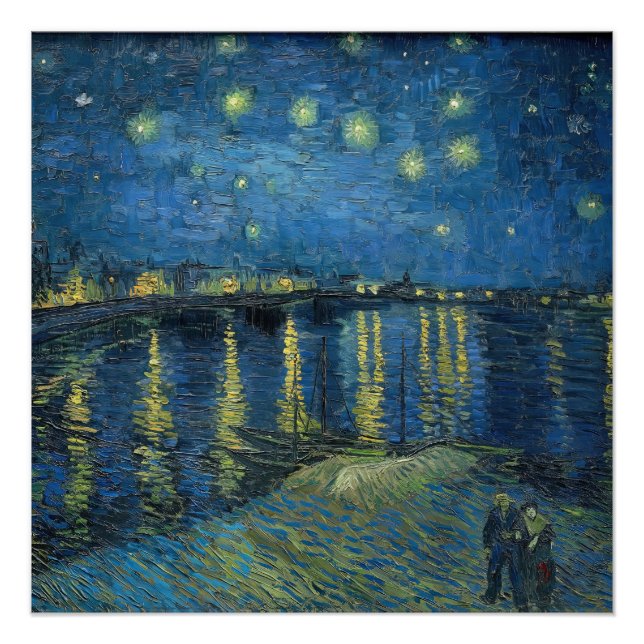 Pôster Starry Night Over the Rhone (1888) Vincent van Gog (Frente)