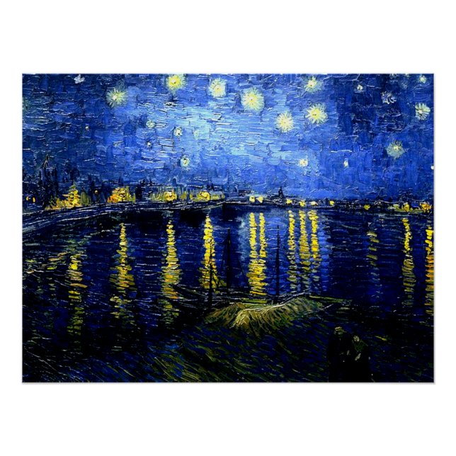 Pôster Starry Night over the Rhone por van Gogh (Frente)