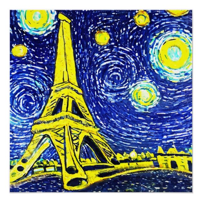 Pôster Starry Night Paris França (Frente)