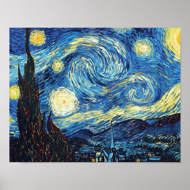 Pôster Starry Night por Vincent Van Gogh (Frente)
