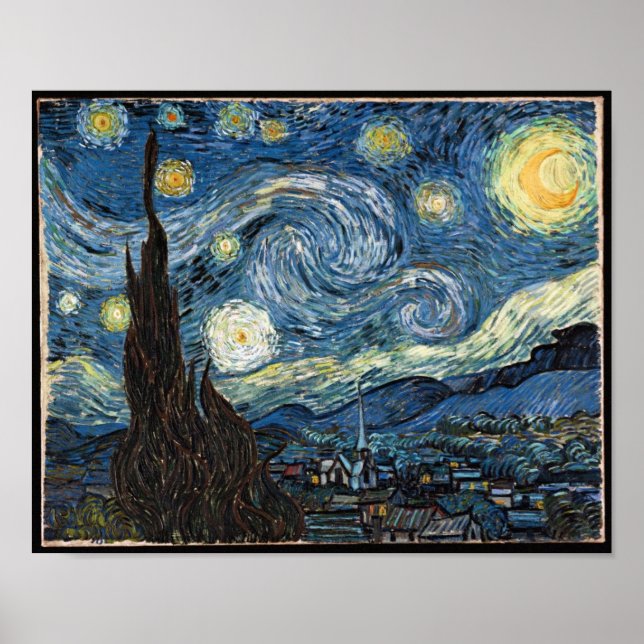 Pôster Starry Night por Vincent Van Gogh (Frente)