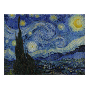 Pôster Starry Night por Vincent Van Gogh