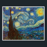 Pôster Starry Night por Vincent van Gogh<br><div class="desc">Vincent Willem van Gogh,  pintor holandês poste-impressionista,  é mais conhecido por seu uso de cores vivas e pelo impacto emocional de seu trabalho.</div>