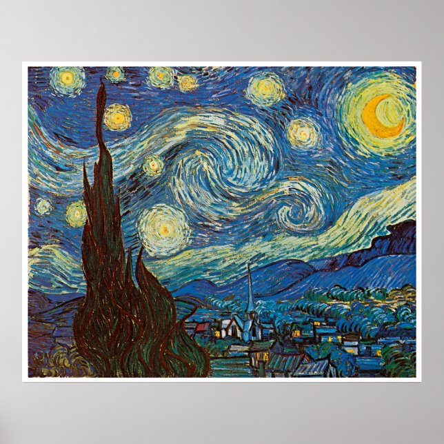 Pôster Starry Night por Vincent van Gogh (Frente)