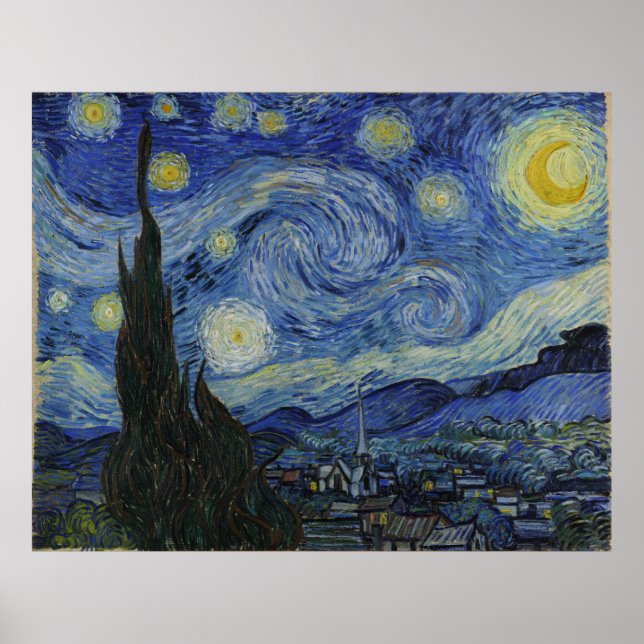 Pôster Starry Night por Vincent Van Gogh (Frente)