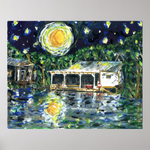 Pôster Starry Night River Camp