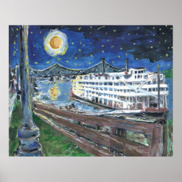 Poster Starry Night Riverboat