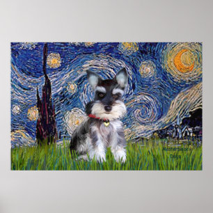 Poster Starry Night - Schnauzer Puppy #10